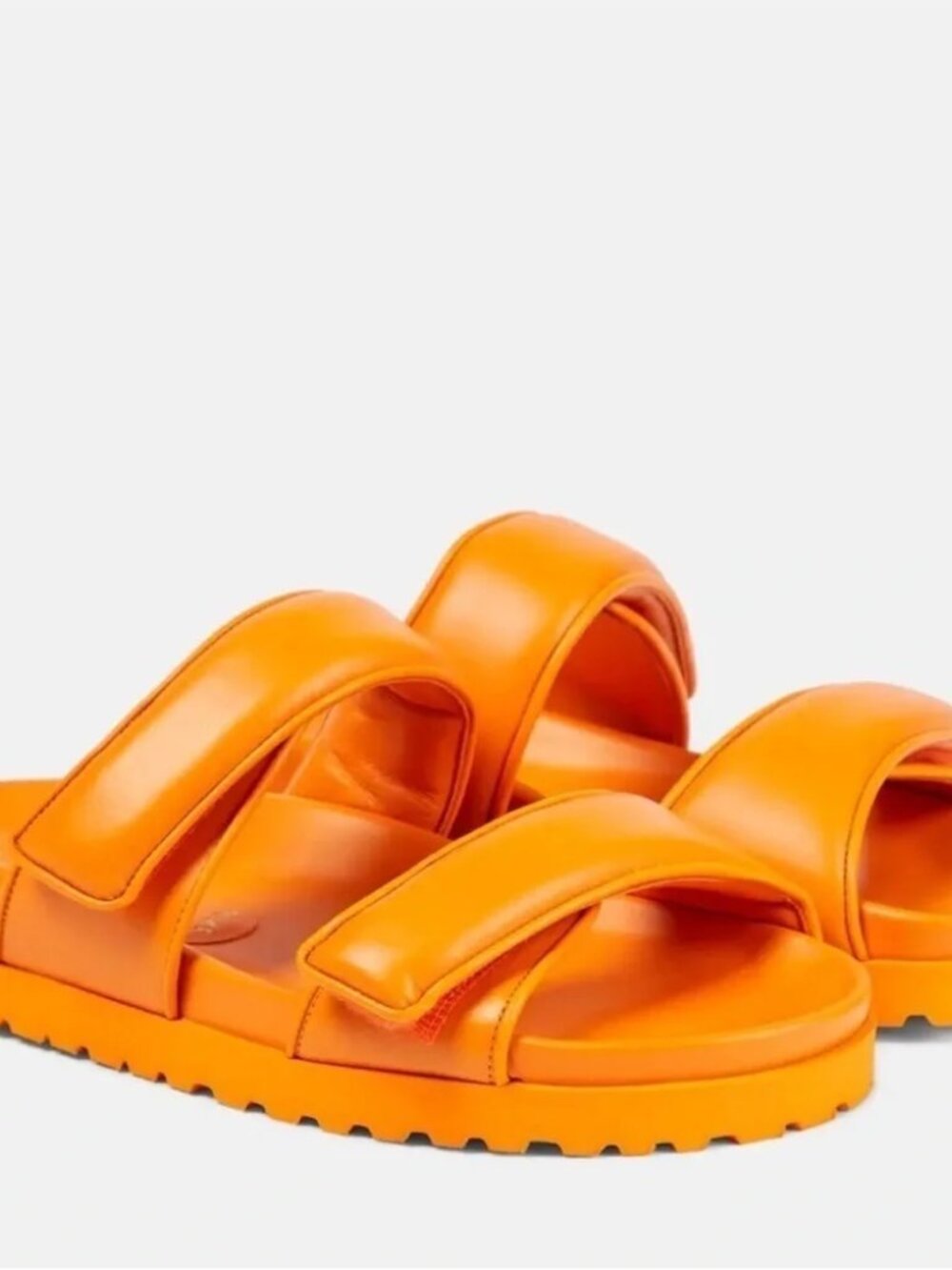 Gia Borghini x Pernille Teisbaek Sandals Leather Slides in Orange Leather